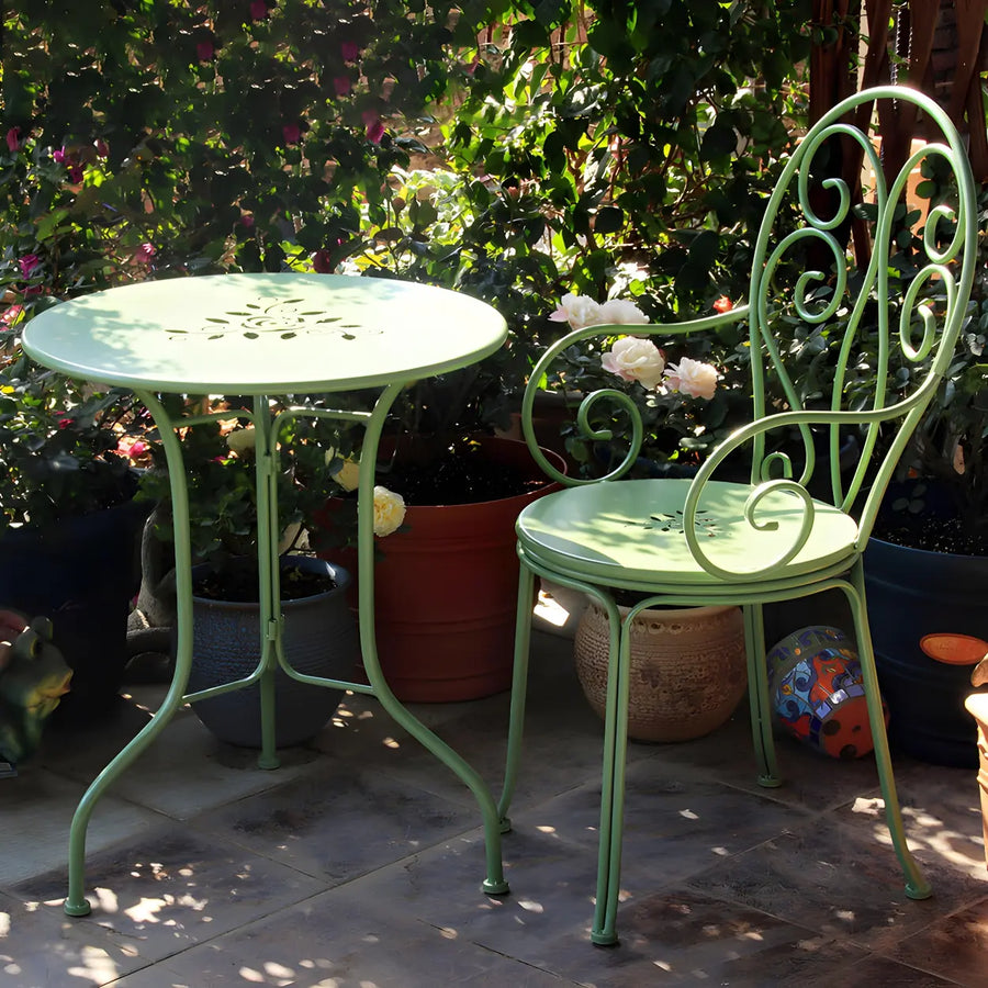 Weather Resistant Garden Round Metal Green Bistro Dining Set