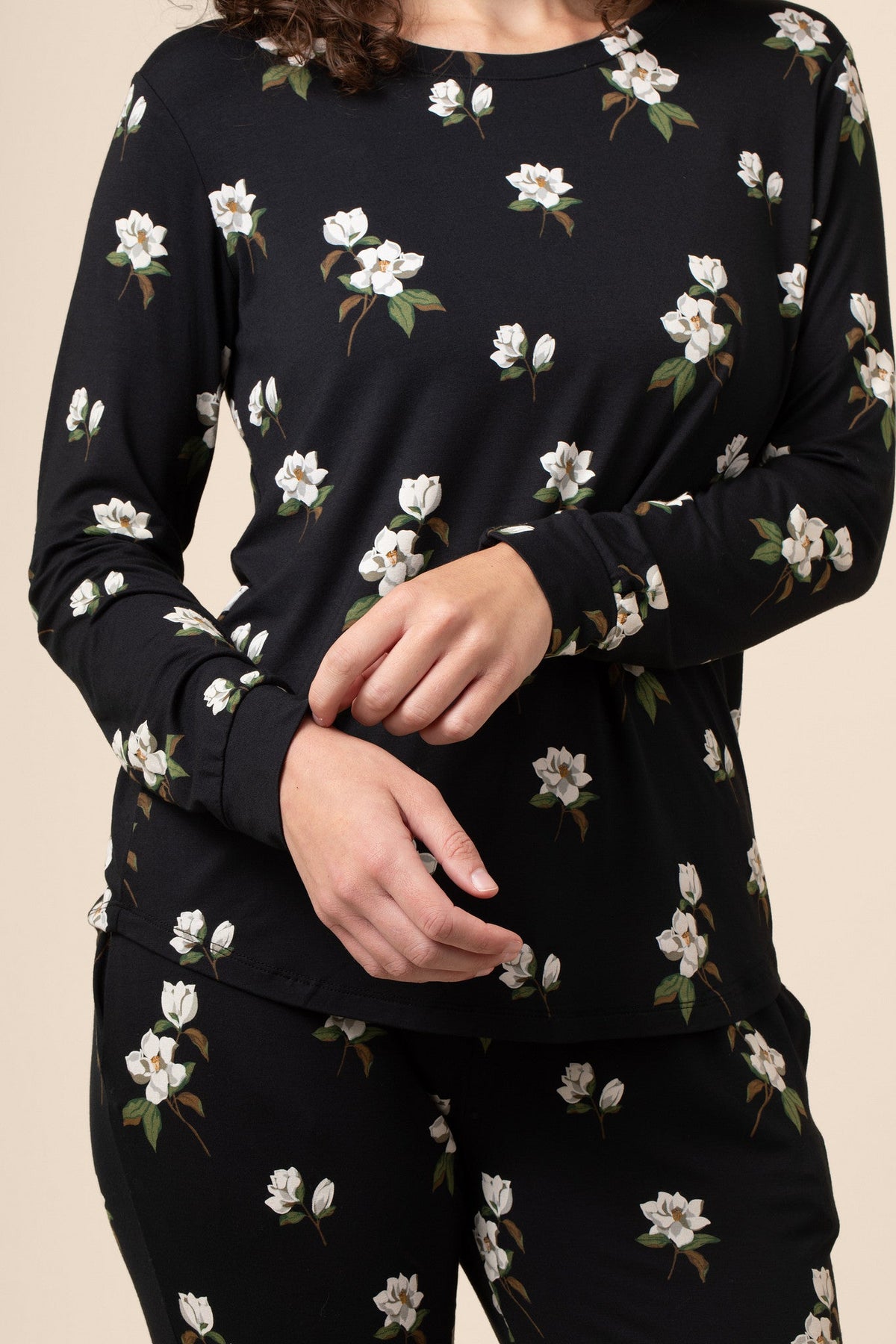 Women's Jogger Pajama Set in Big Midnight Magnolia