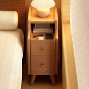 2 Shelves Wood Drawer Storage Nightstand with Legs