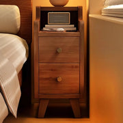 2 Shelves Wood Drawer Storage Nightstand with Legs