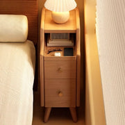 2 Shelves Wood Drawer Storage Nightstand with Legs