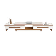 White Faux Marble Drawers Rectangle Long TV Stand