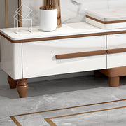 White Faux Marble Drawers Rectangle Long TV Stand