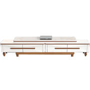 White Faux Marble Drawers Rectangle Long TV Stand