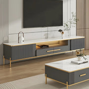 White Glass Open Storage Drawers TV Stand with Legs