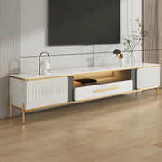 White Glass Open Storage Drawers TV Stand with Legs