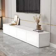 White Manufactured Wood Rectangular Cabinet TV Stand