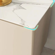 White Rectangle Open Storage Cabinet Stone TV Stand