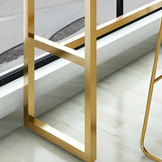 White Rectangle Rock Slab Bar Table With Footrest