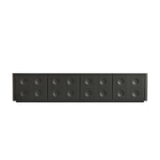 White Stone Rectangle Shelves Cabinet Long TV Stand