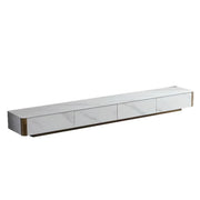 White Stone Rectangular Enclosed Storage TV Stand