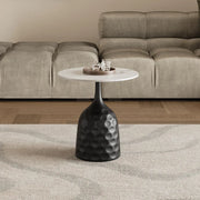 White Stone Round Metal Base Nesting Coffee Tables