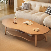 White Wood Free Form Shelf Coffee Table with Four Legs