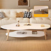 White Wood Free Form Shelf Coffee Table with Four Legs