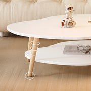 White Wood Free Form Shelf Coffee Table with Four Legs