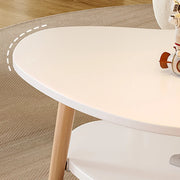 White Wood Free Form Shelf Coffee Table with Four Legs