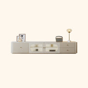 White Wood Shelves Cabinet Drawers Rectangle TV Stand