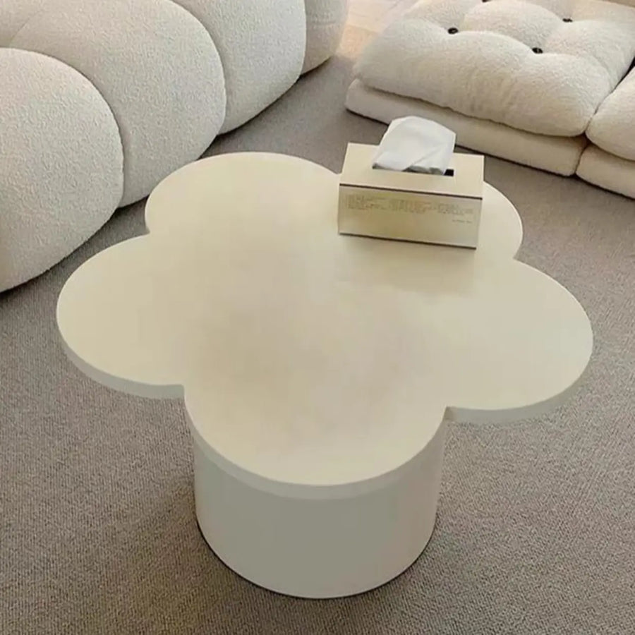 White Wooden Free Form Flower Shape Coffee Table