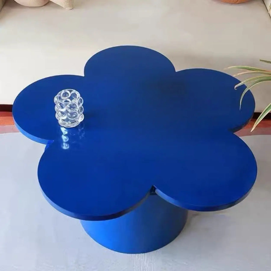 White Wooden Free Form Flower Shape Coffee Table