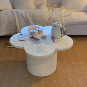 White Wooden Free Form Flower Shape Coffee Table