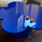 White Wooden Free Form Flower Shape Coffee Table