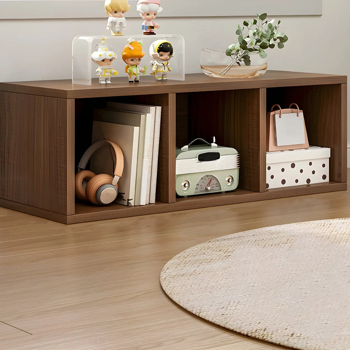 Wood Closed Back Horizontal Compact Storage Bookcase