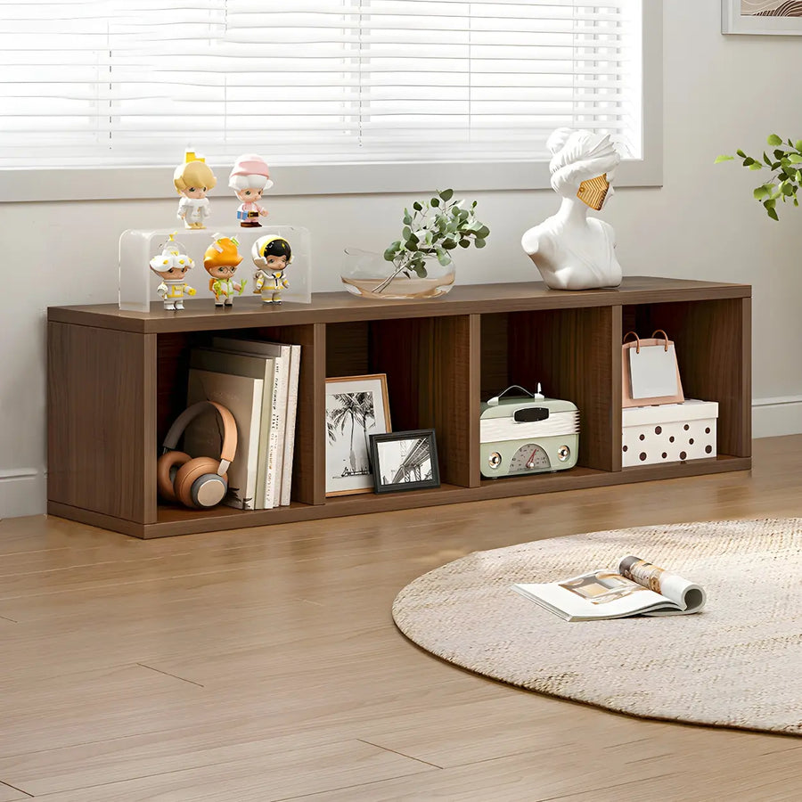Wood Closed Back Horizontal Compact Storage Bookcase