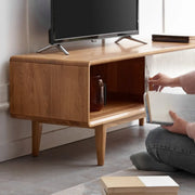 Wood Color Oak Rectangle Enclosed Storage TV Stand