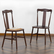 Wood Open Slat Back Ash Dining Chairs Black Walnut