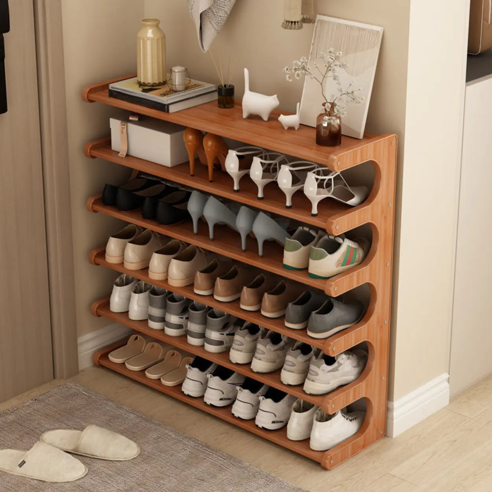 Open Storage Vertical Freestanding Brown Shoe Rack