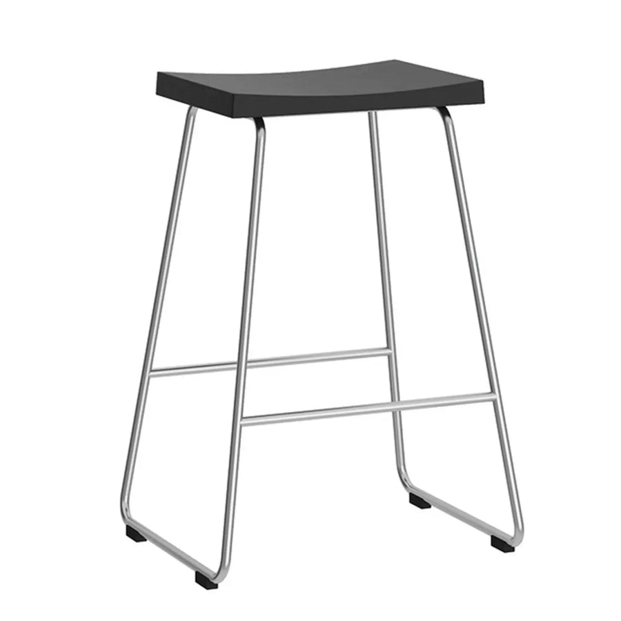 Wood Saddle Metal Sled Base Bar Stool with Footrest