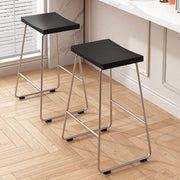 Wood Saddle Metal Sled Base Bar Stool with Footrest