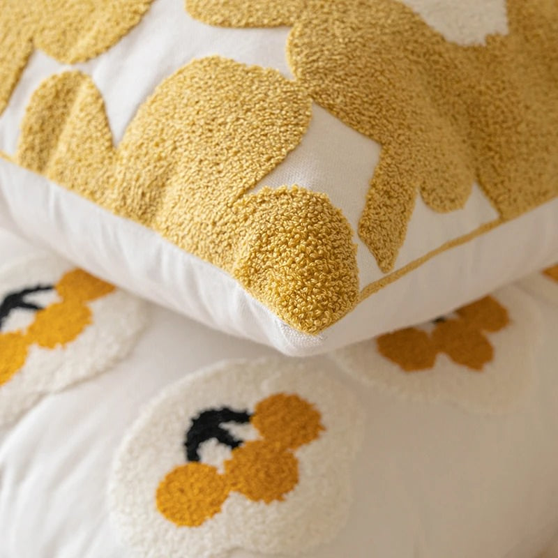 Yellow Themed Embroidered Cushion Cover