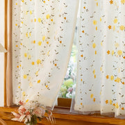 Yellow Wildflower Embroidered Sheer Curtain
