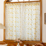 Yellow Wildflower Embroidered Sheer Curtain
