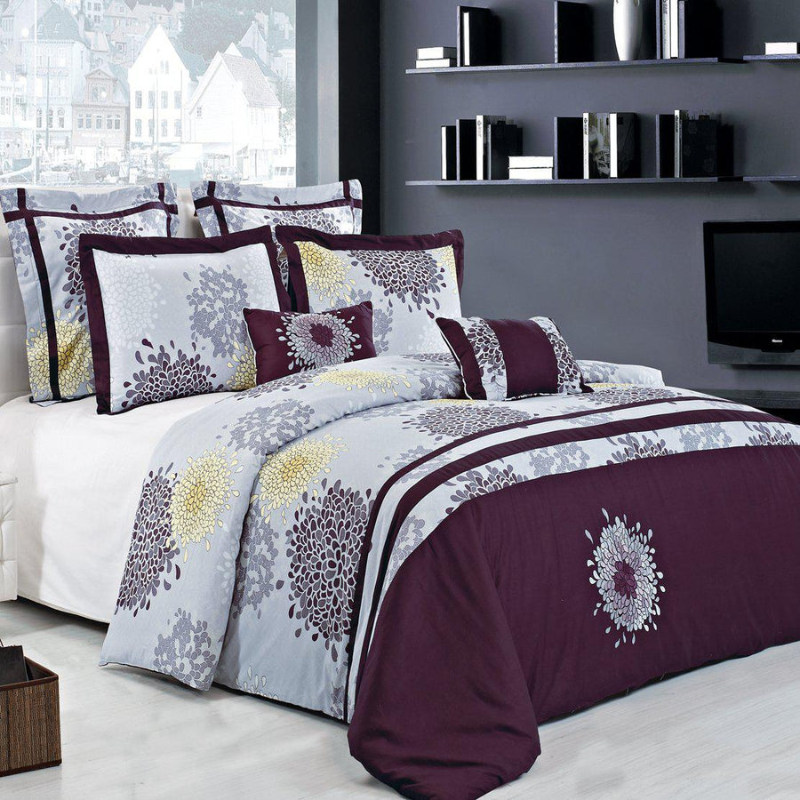 7 Piece Fifi 100% Cotton Embroidered Duvet Cover Set, Full/Queen