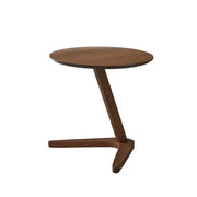 Z-Shaped Round Wood Walnut Finish Side Table