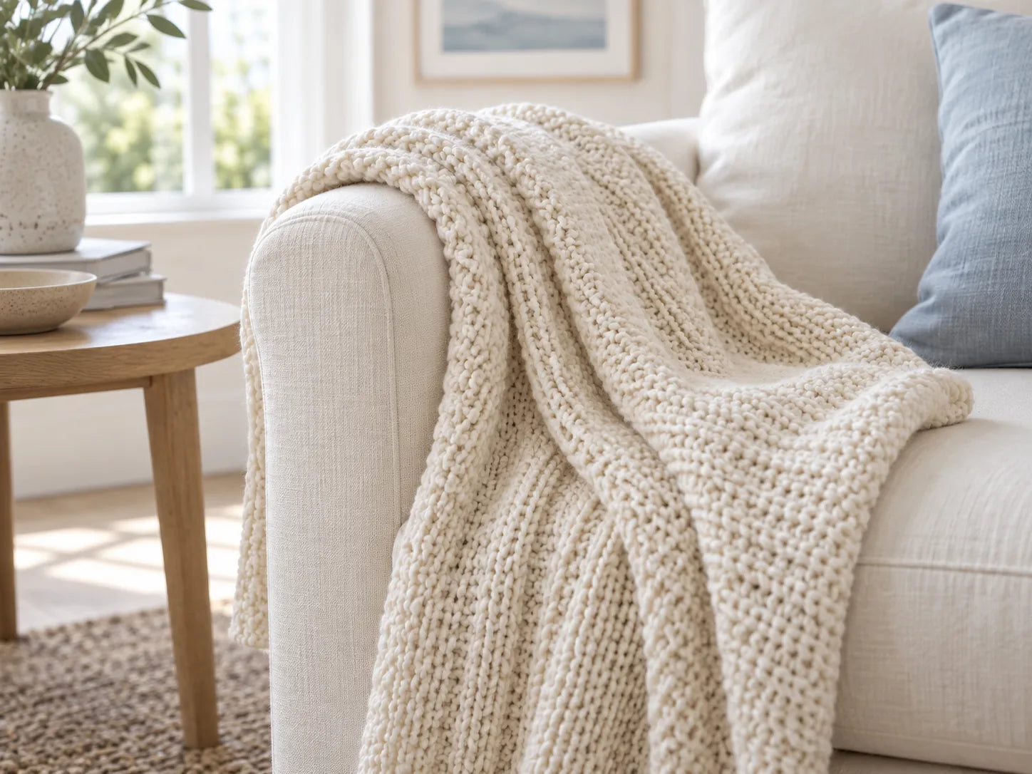Soft throw in a living room